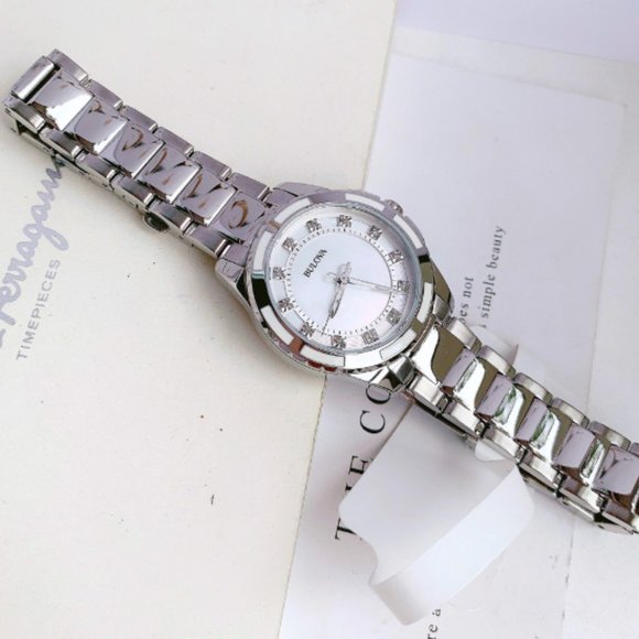 Sale! Bulova Womens White Diamond Watch